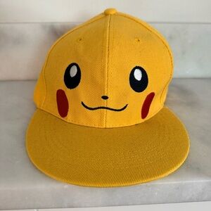 Pikachu Yellow Snapback Hat Pokémon Flat Brim Baseball Cap
